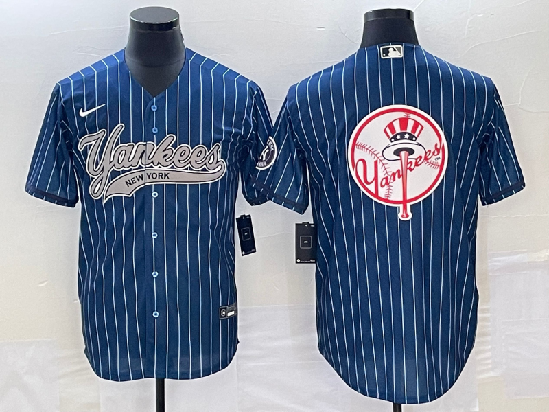 Men's New York Yankees Navy Team Big Logo Cool Base Stitched Baseball Jersey Men's New York Yankees Navy Team Big Logo Cool Base Stitched Baseball Jersey